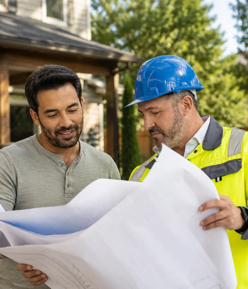Los Angeles contractor reviewing project scope with a homeowner